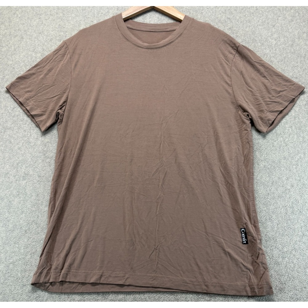 Comfrt Mens T-Shirt Brown Short Sleeve Crew Neck Soft Touch Everyday Classic XL